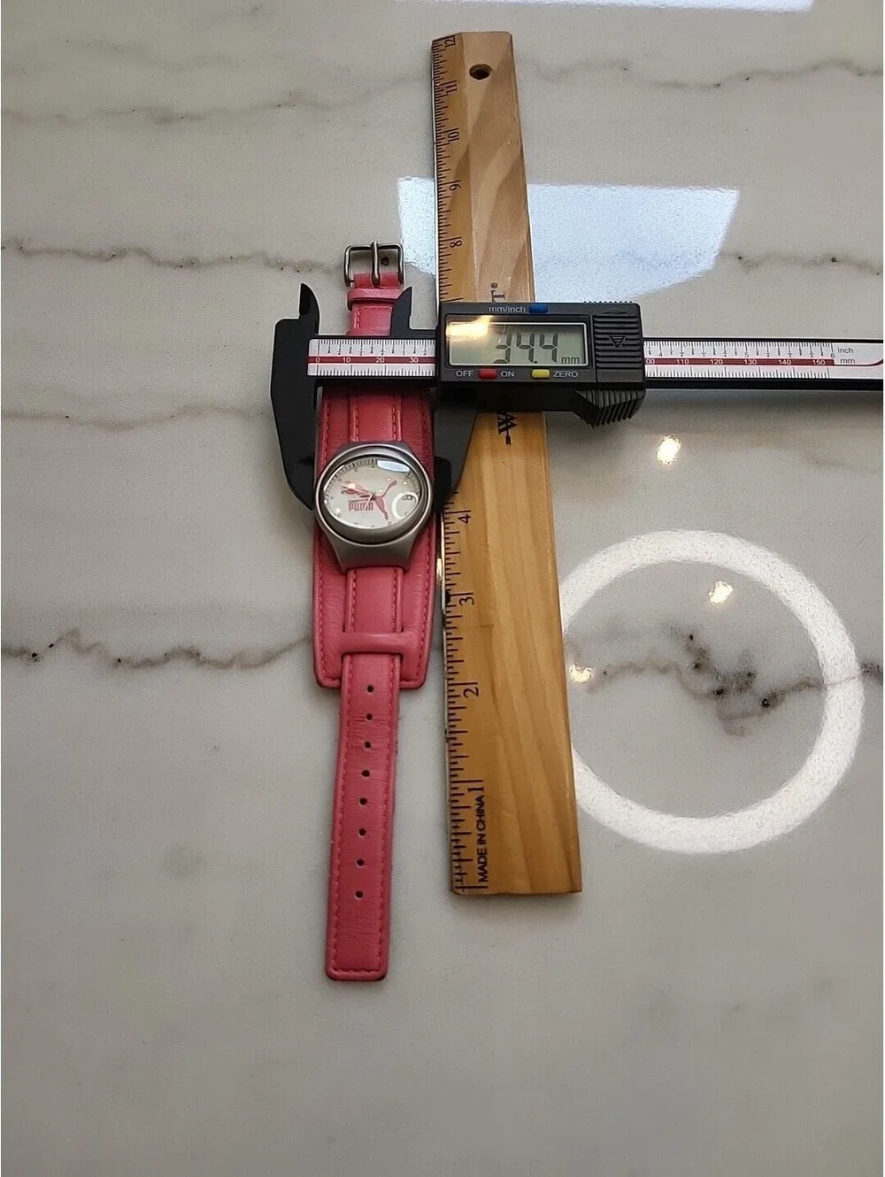 Ladies Pink Puma Oval Watch WR100M Leather Band Stainless Steel Case New Battery